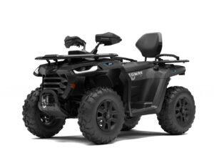 Black Segway ATV with large off-road tires and a backrest seat.
