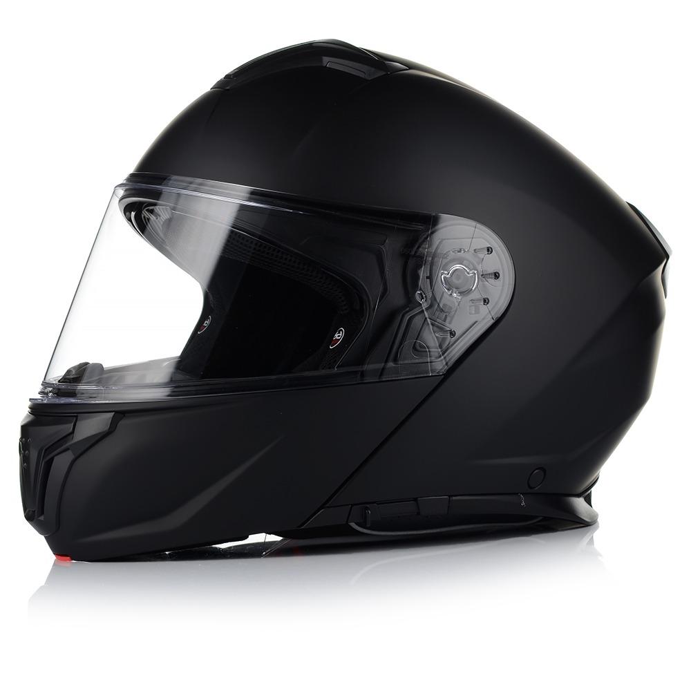 Vito flip-up prato4 - AutoBike Black full-face motorcycle helmet with a clear visor, shown from the side. - AutoBike