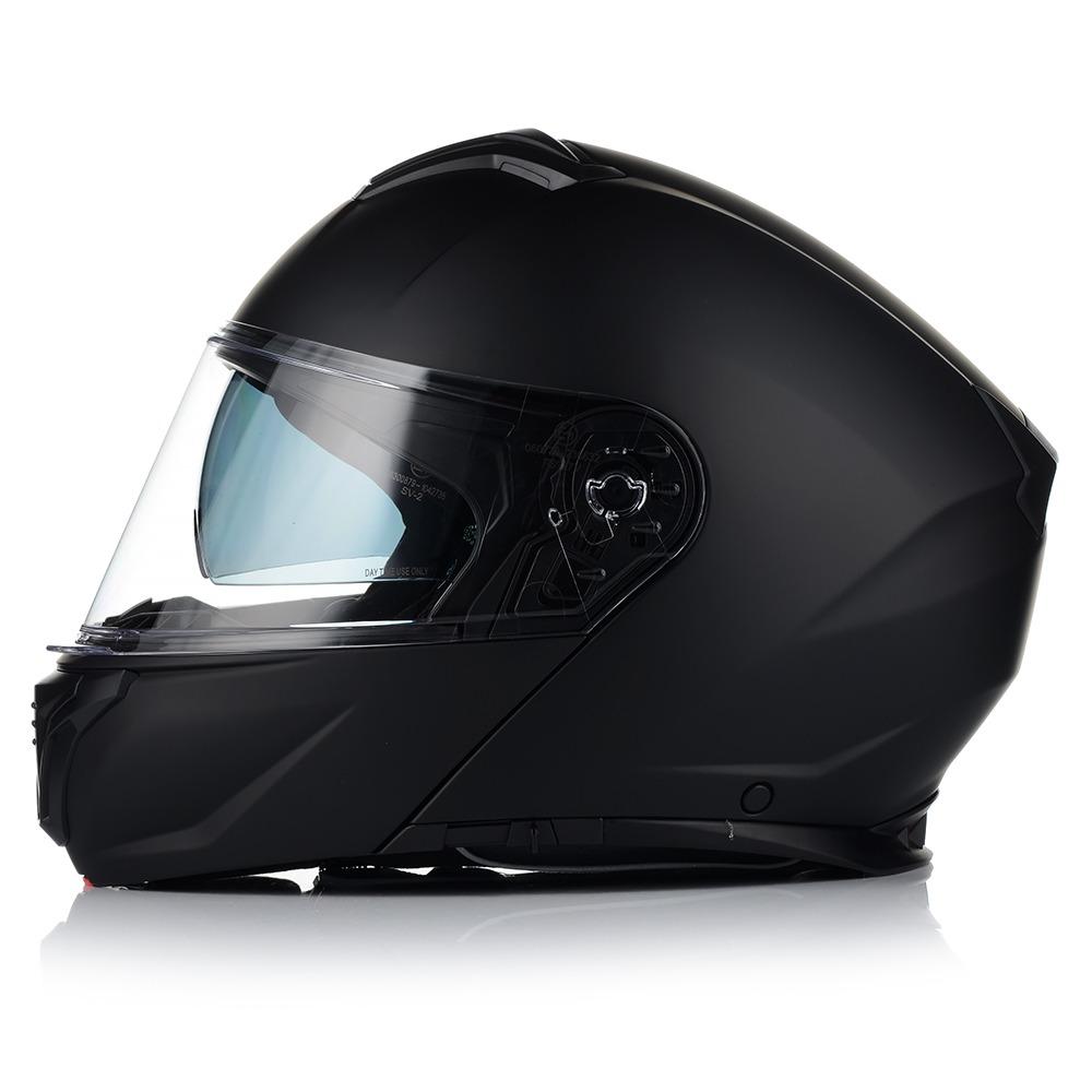 Vito flip-up prato6 - AutoBike Black full-face motorcycle helmet with clear visor, side view - AutoBike
