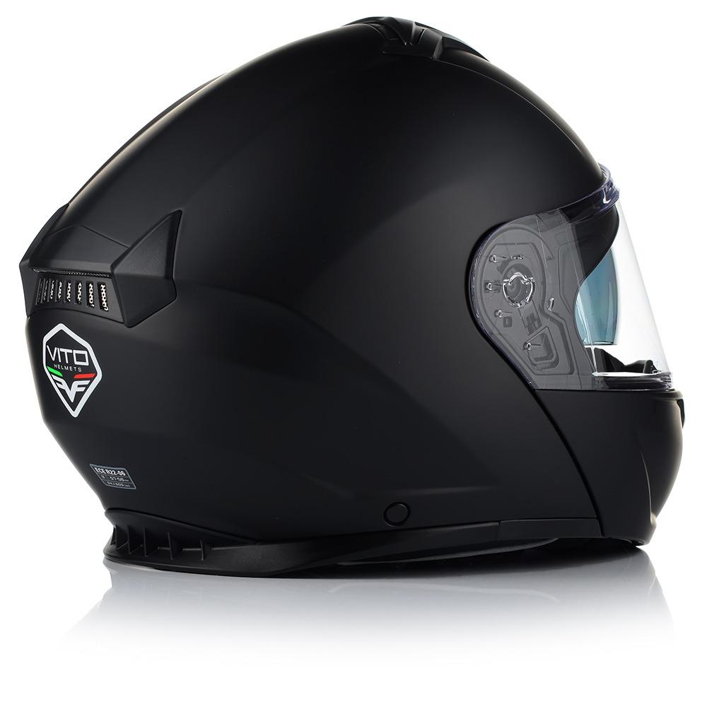 Vito flip-up prato8 - AutoBike Full-face matte black motorcycle helmet in profile, with clear visor and brand logo on the back left side - AutoBike