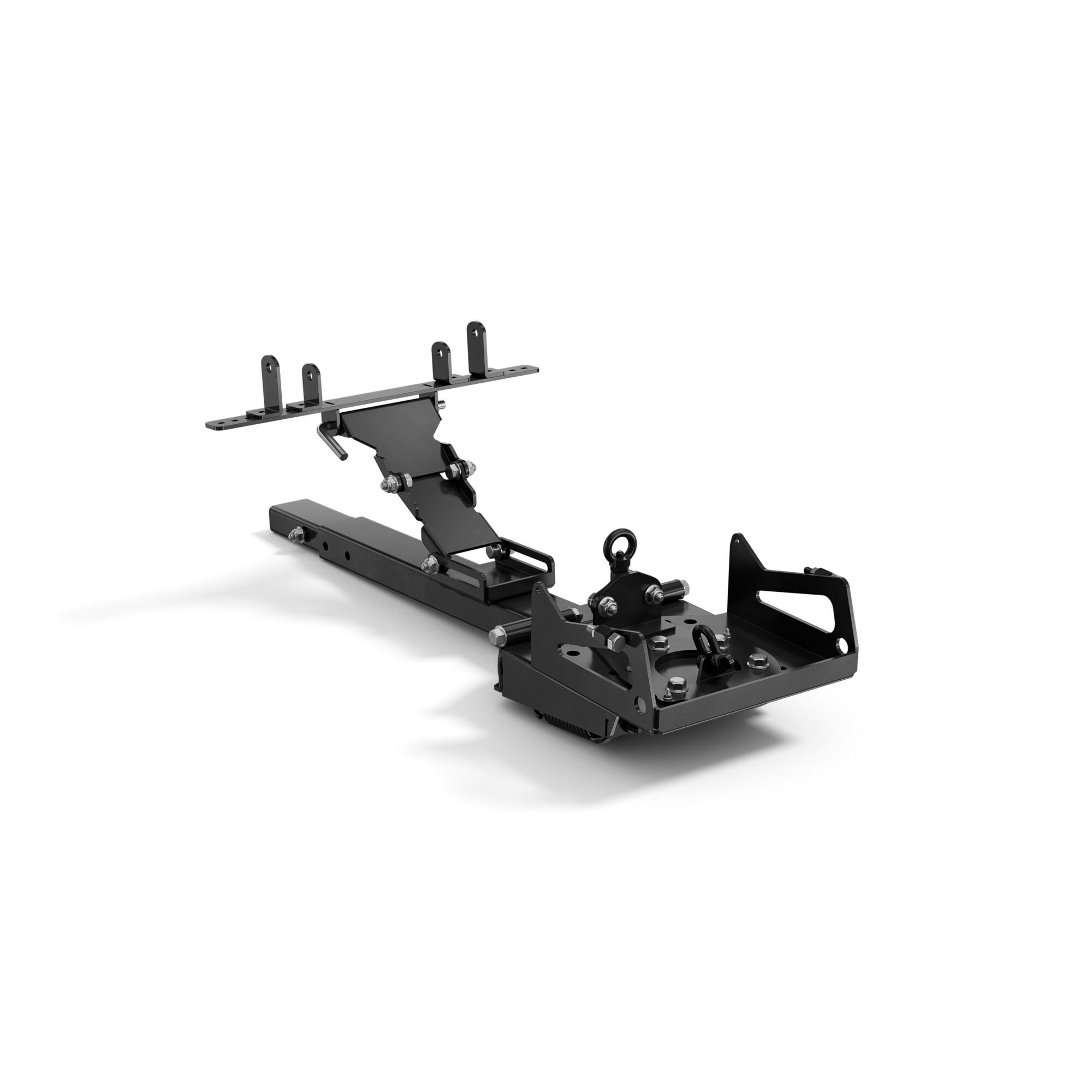 YFM-TPSP0-00-0M-TWIST-BRACKET-EU-Studio-001 - AutoBike Black metal mounting frame with an elongated horizontal bar and three upright pegs, part of a mechanical support system. - AutoBike